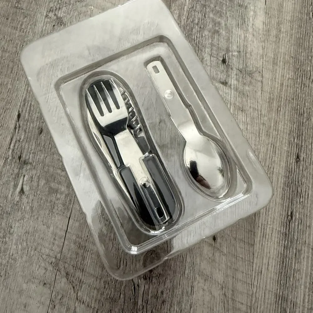 NOBLE Supply Cutlery Tool 8-In-One SPOON FORK PEN KNIFE Can Opener Camping NEW